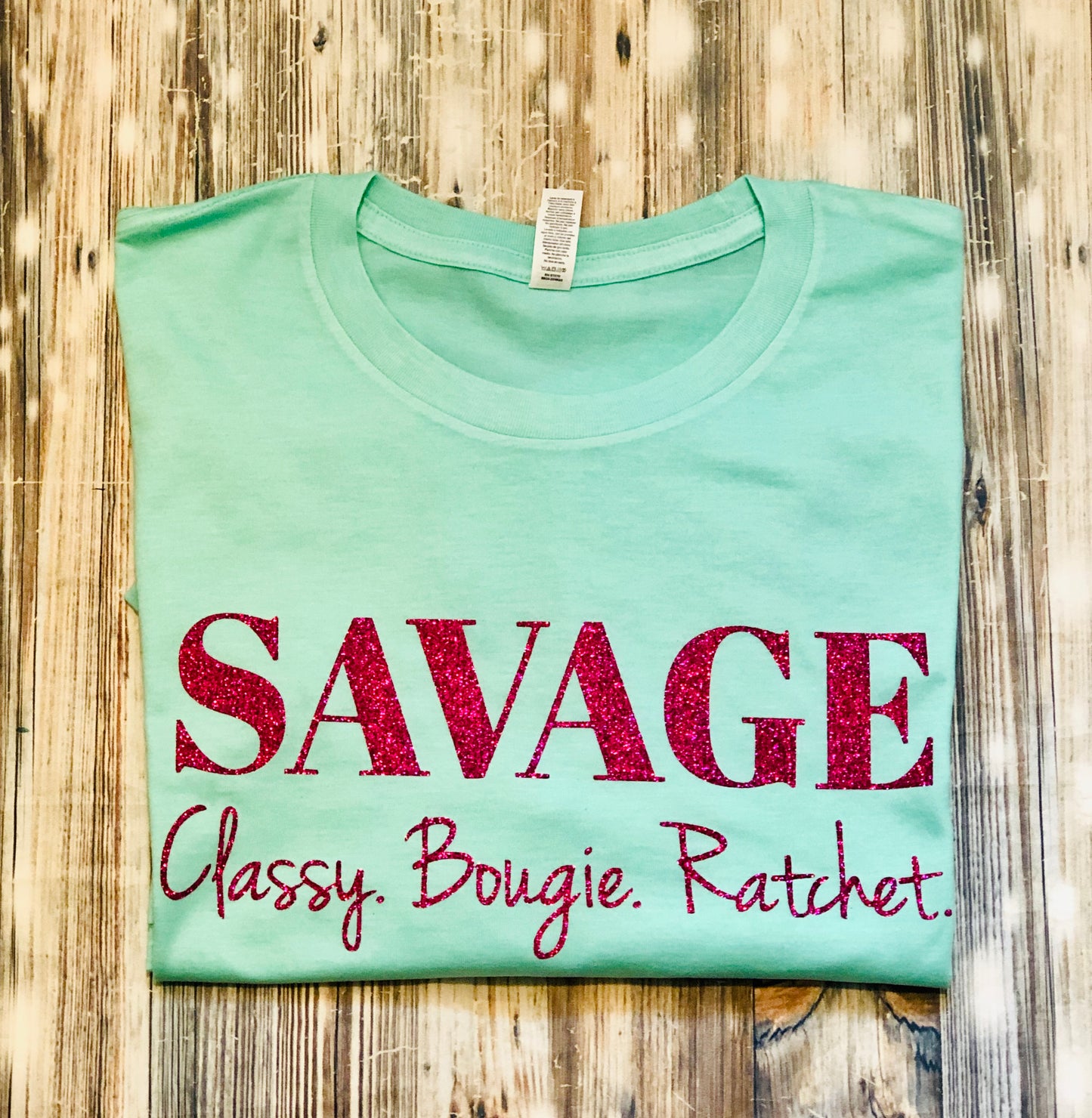 Savage...Mint and Fuschia glitter