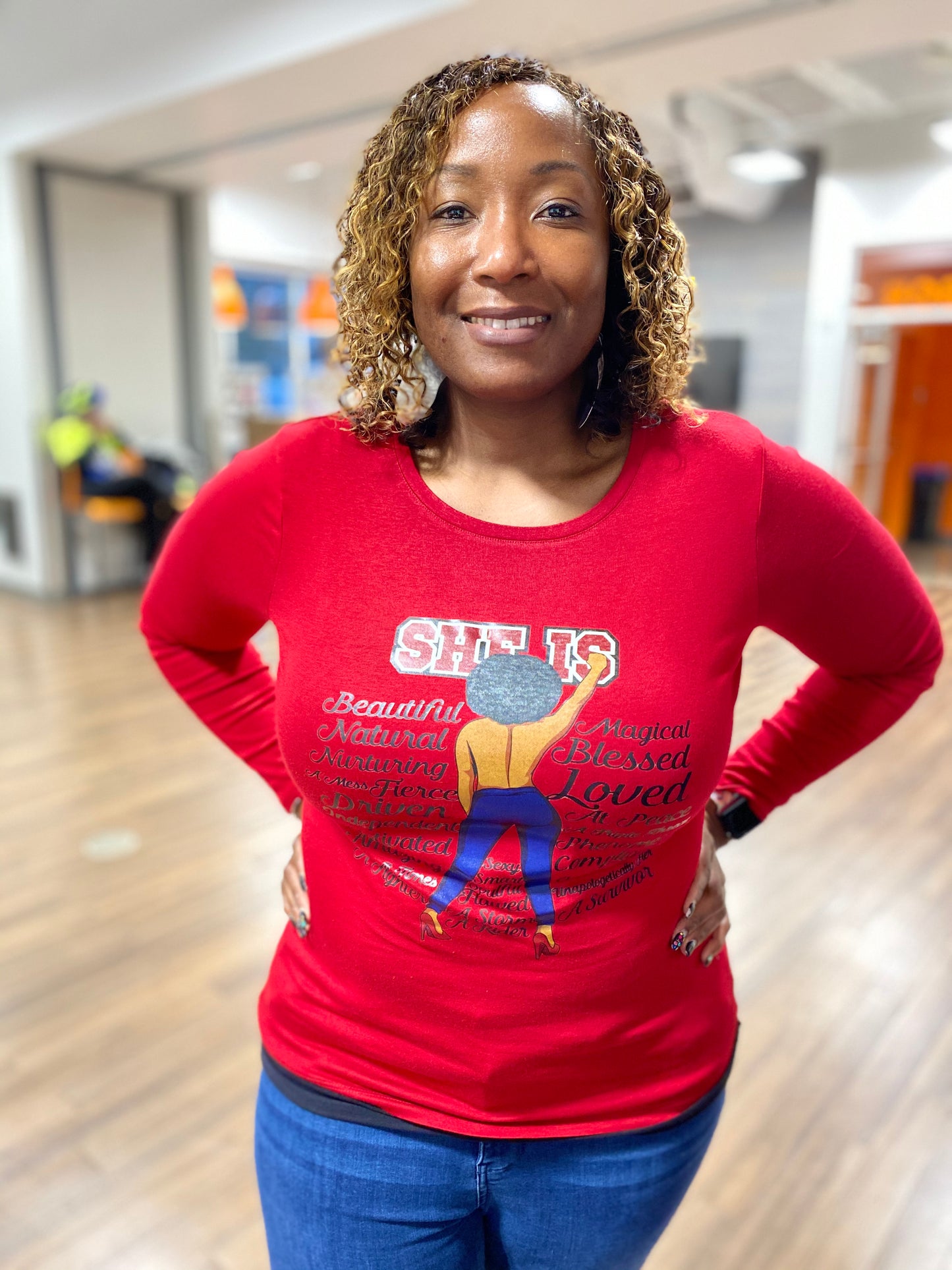 She Is... (Red, long sleeve)