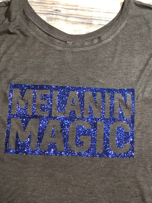 Melanin Magic - Off the Shoulder Grey Tee (Custom order)