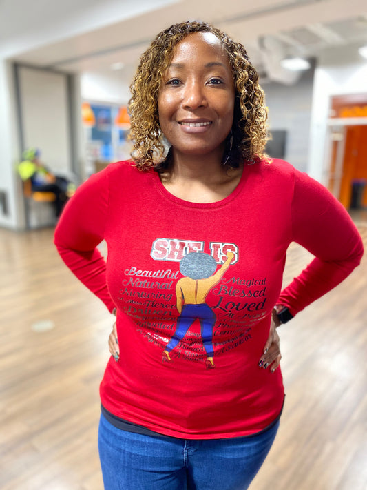 She Is... (Red, long sleeve)