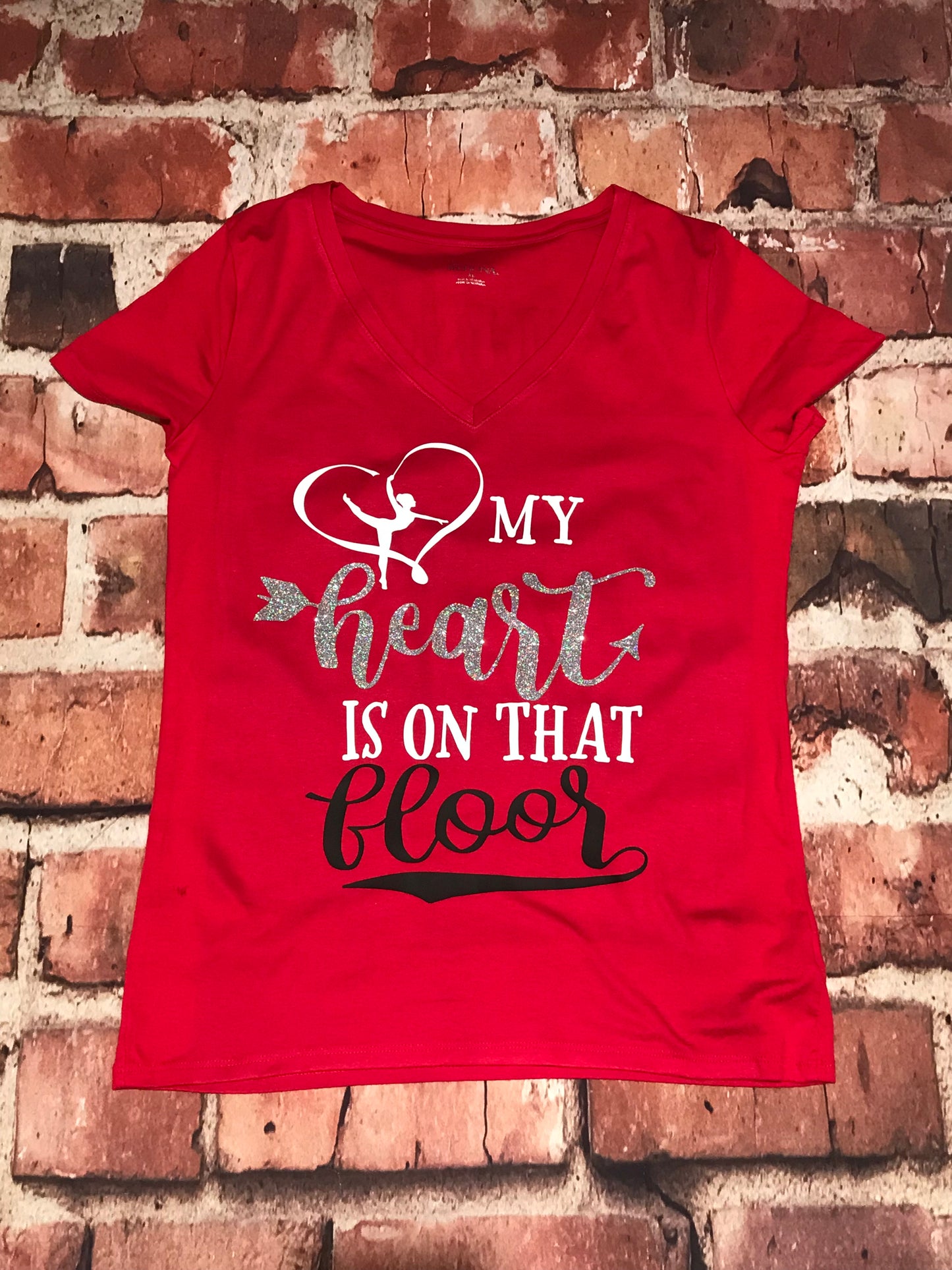 Gymnastics Mom My Heart is on that Floor Tee