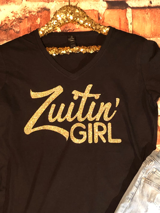 Zuitin’ Girl (Black with glitter)