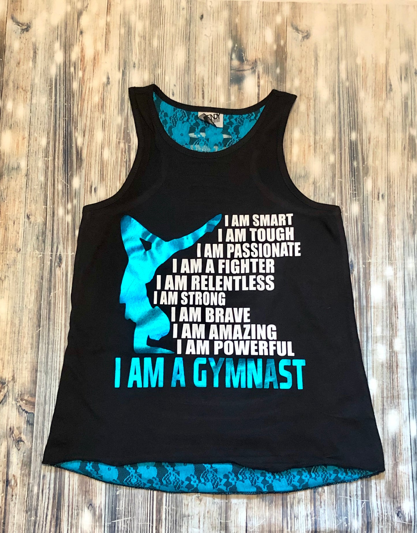I am a gymnast lace cutout tank