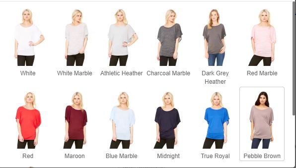 Scoop /Off the Shoulder Tshirt Color Options