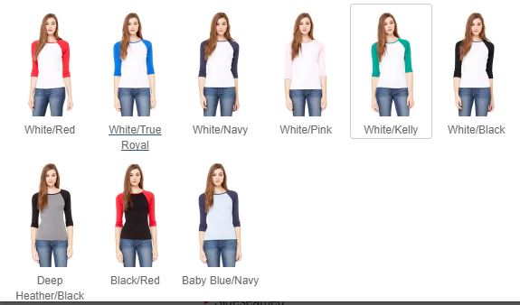 Kids Unisex Raglan and Girls Tshirt Color Options