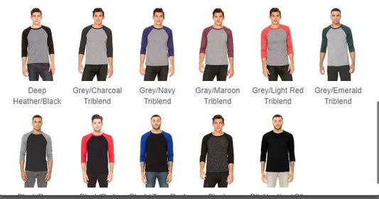 Raglan Unisex Unisex Color Options