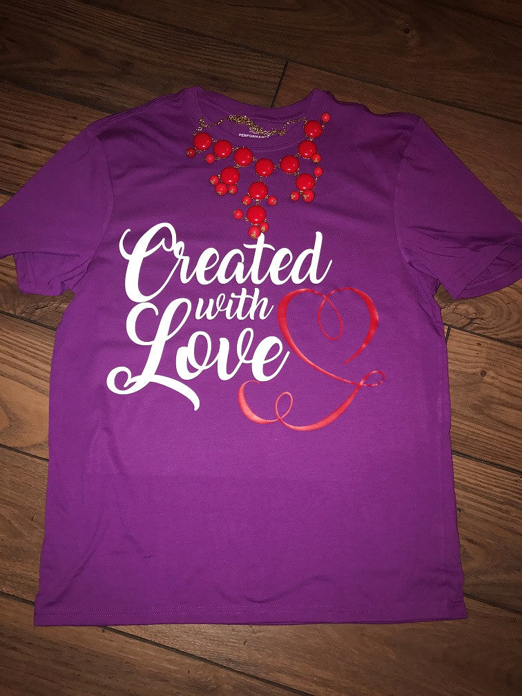 Created with Love...Purple, Red, and White Tee - ON SALE