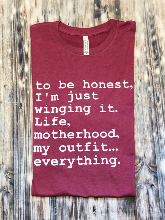Crew Neck Motherhood...winging it! - Raspberry